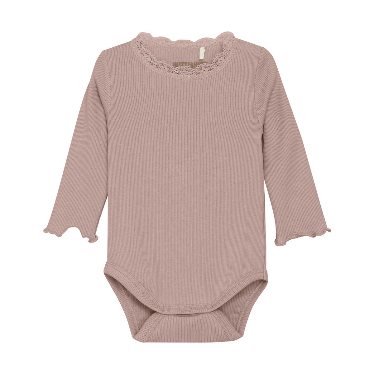 Langarm Rib Body mit Spitze - rosa