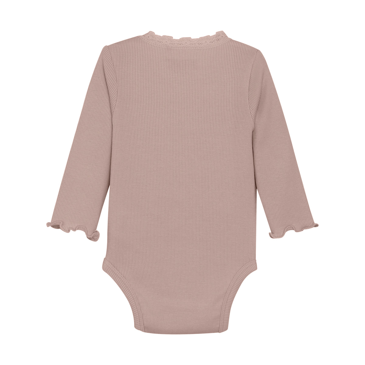 Langarm Rib Body mit Spitze - rosa