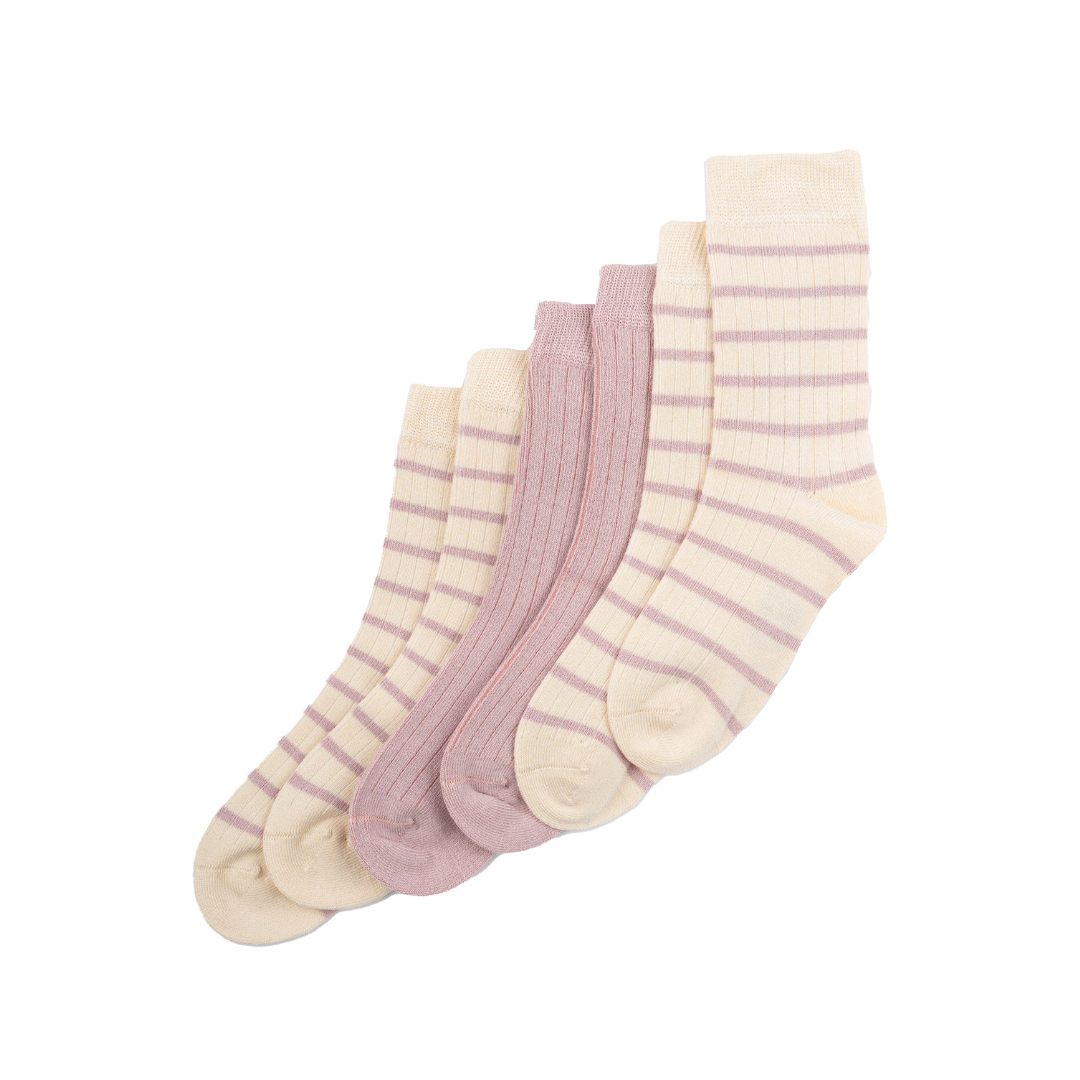 3er Pack Socken - rosa gestreift